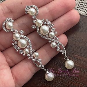 Halo Crystal Pearl Drop Earrings